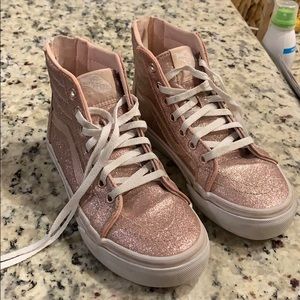 Pink sparkly high top Vans